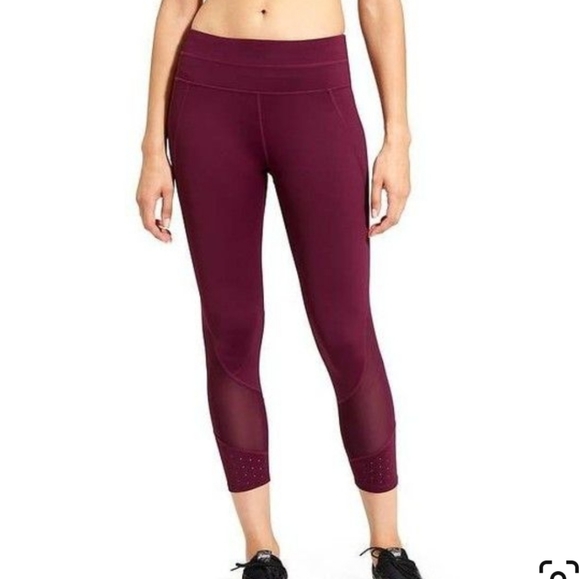 Athleta Pants - Athleta Laser Mesh Sonar Capri leggings raspberry